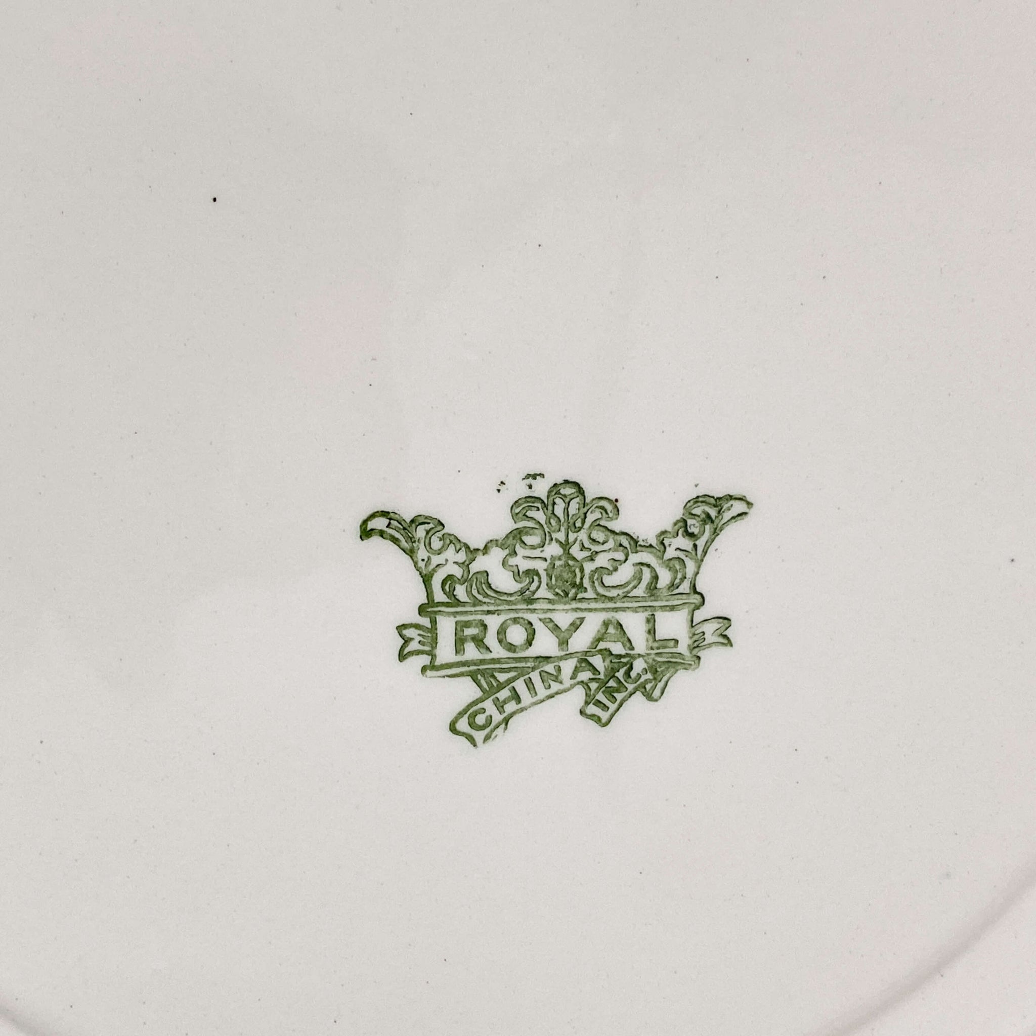 Vintage Royal China Cake Plate - Green Floral Bird Pattern circa 1954