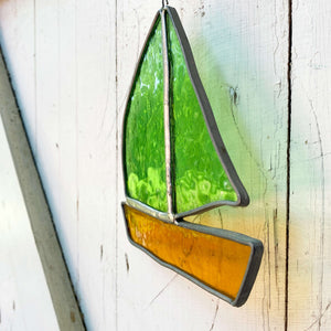 Vintage Sailboat Suncatcher - Stained Glass Window Decor