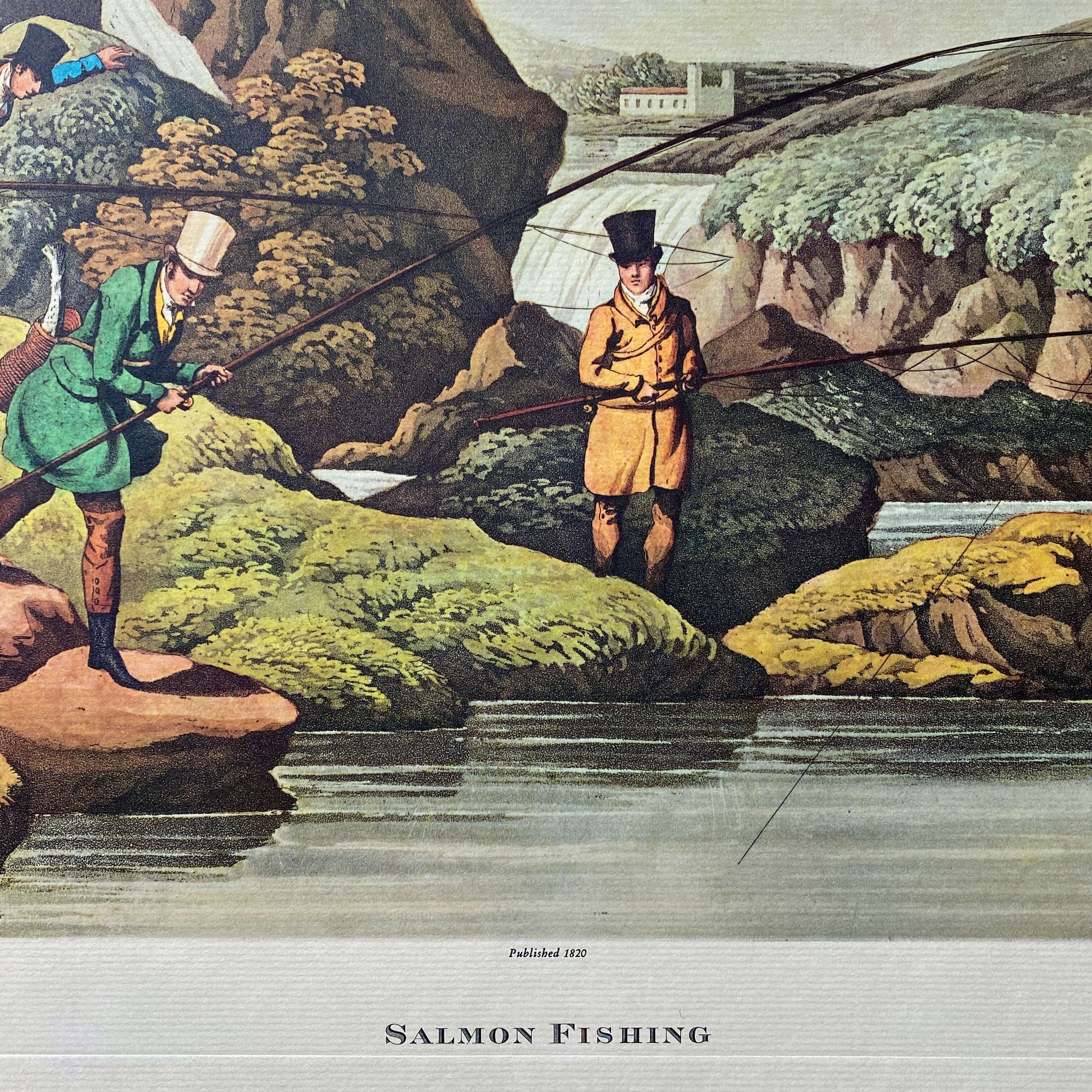 Vintage Salmon Fishing Print - Henry Thomas Alken 19th Century Sporting Print