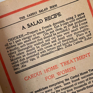 Antique 1920s Southern Salad Recipe Booklet - Cardui Salad Book circa 1923