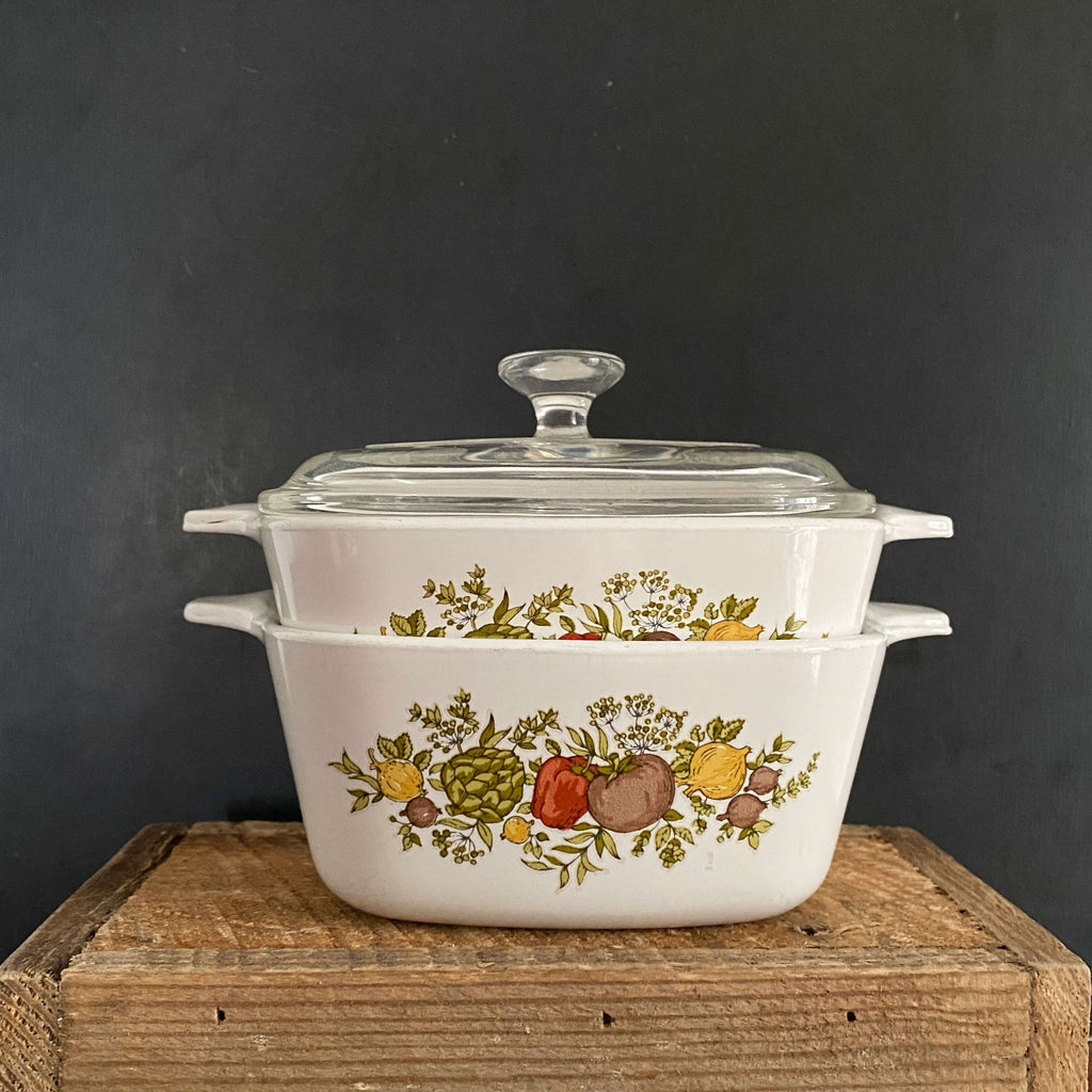 Vintage Corningware Spice of Life Covered Dishes - Set of Two with Lid - 2 3/4 cup size