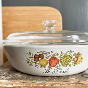 Vintage Corning Ware Spice of Life Covered Dish - 6 and 1/2 inch Skillet - Le Persil - P-83-B