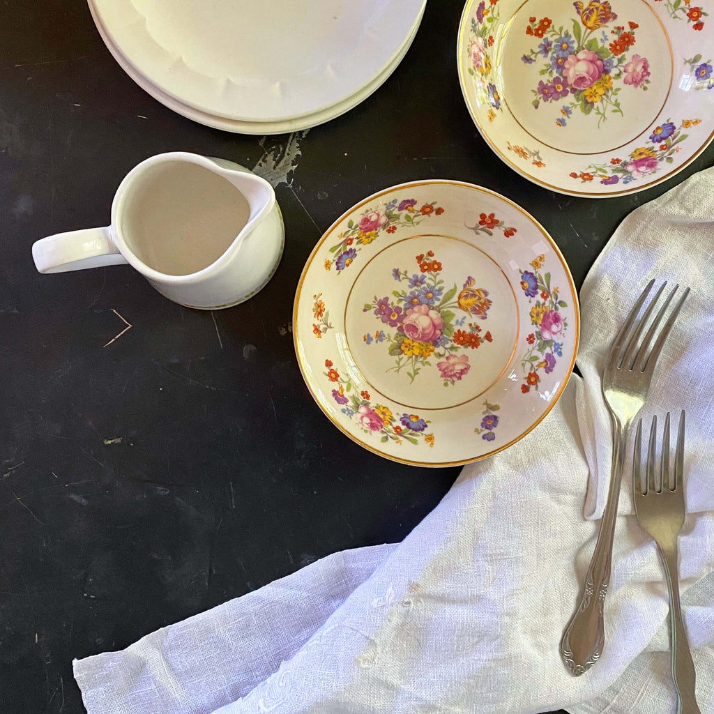 Vintage Syracuse China O.P.Co. Sharon Pattern Berry Bowls - Set of Two circa 1927-1950