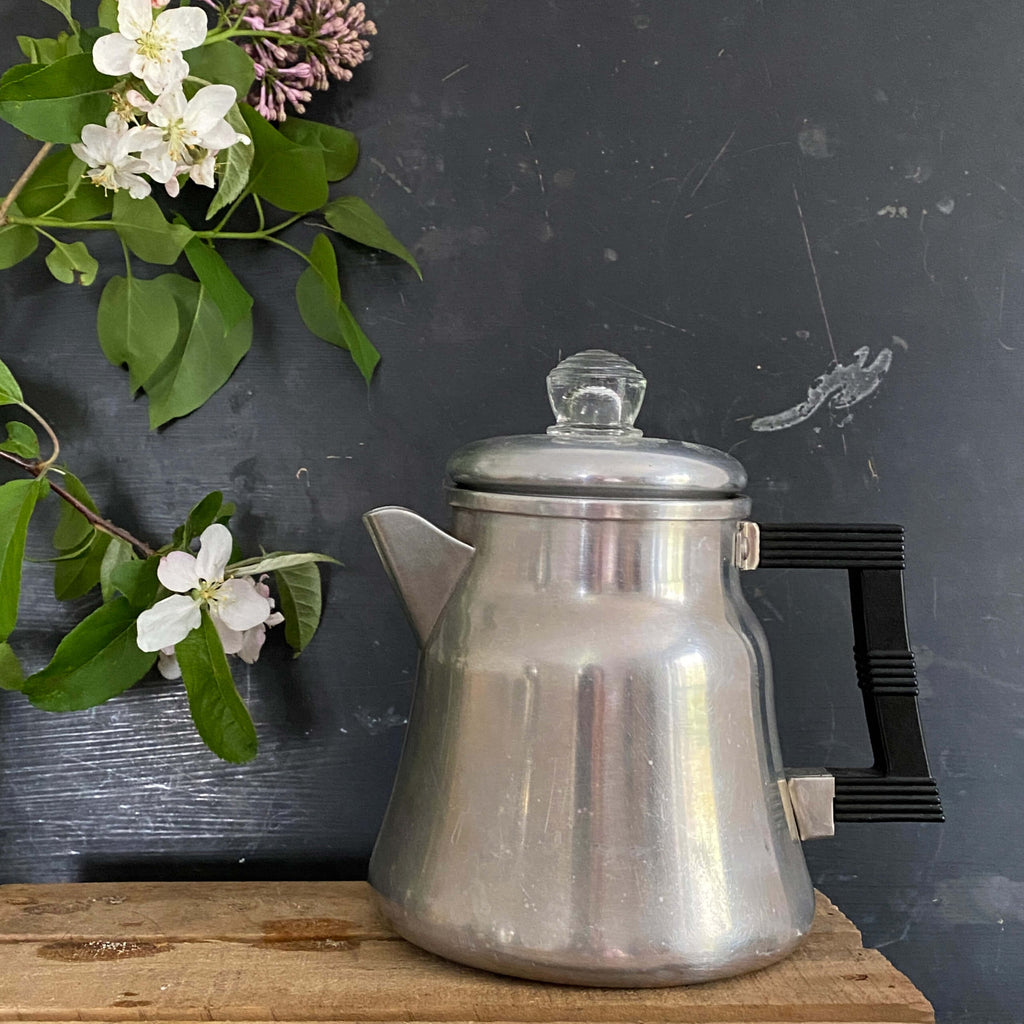 Vintage Wear-Ever Aluminum Coffee Pot No X-3004 with Glass Knob circa 1940s