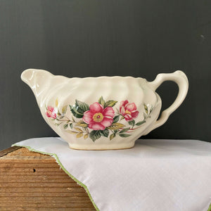 Vintage Wild Pink Rose Gravy Boat or Creamer