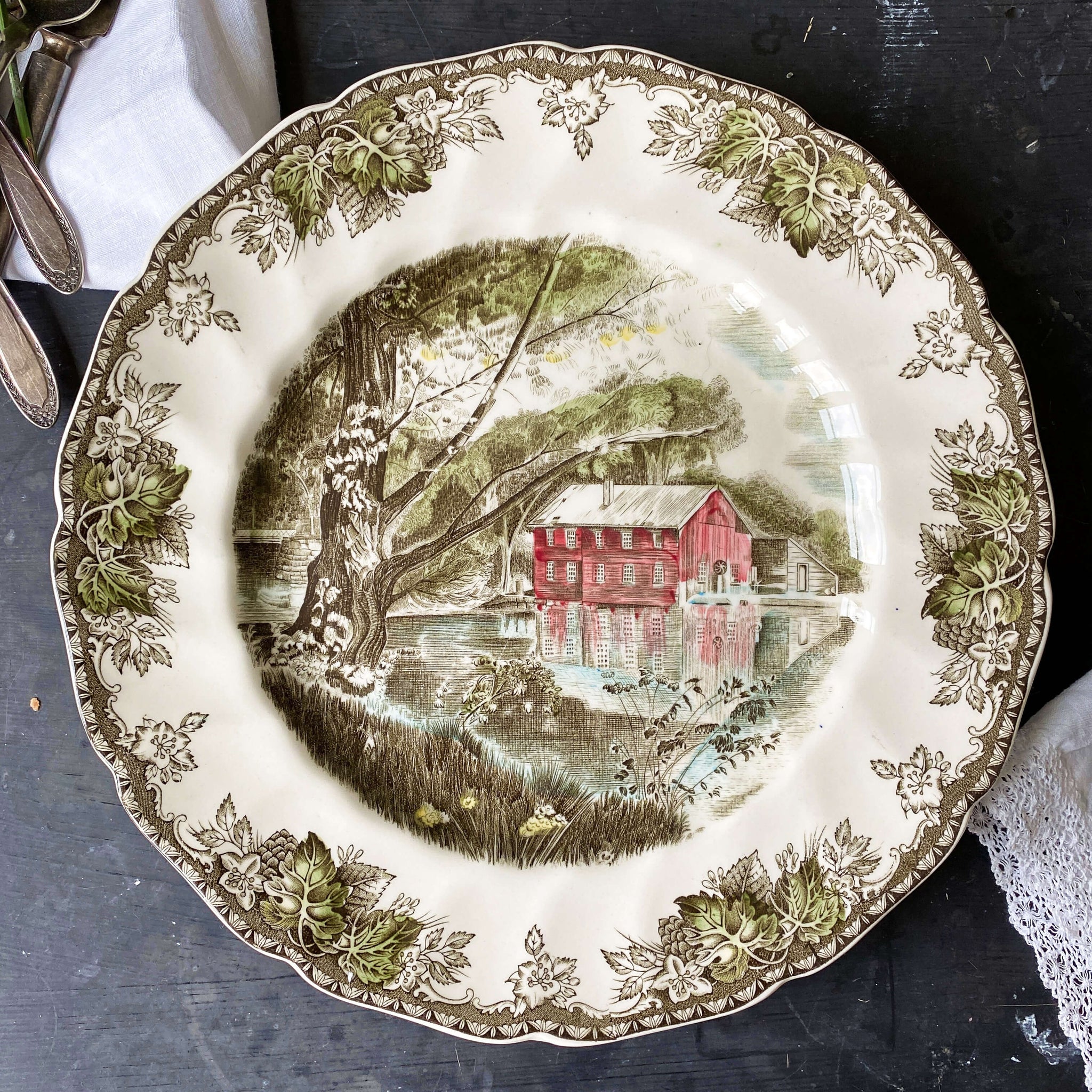 Vintage Johnson Brothers Friendly Village Dinner Plates - The School House & The Old Mill