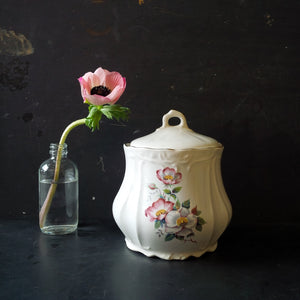 House of Webster Floral Canister - Vintage 1970s Briar Rose Kitchen Storage - Jelly Jar/Sugar Bin