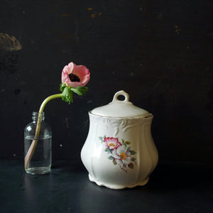 House of Webster Floral Canister - Vintage 1970s Briar Rose Kitchen Storage - Jelly Jar/Sugar Bin