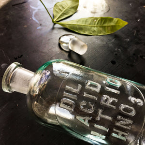 Vintage 1920s Era Apothecary Bottle  - Dil Acid Nitric HNO3 - Wheaton Glassware