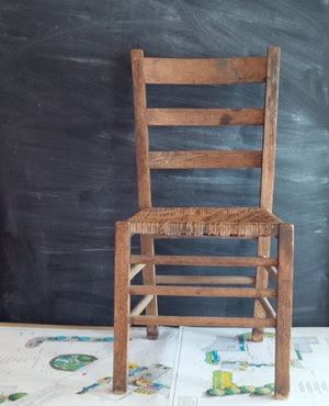 Antique Split Oak Chairs Set of Two Primitive Farmhouse