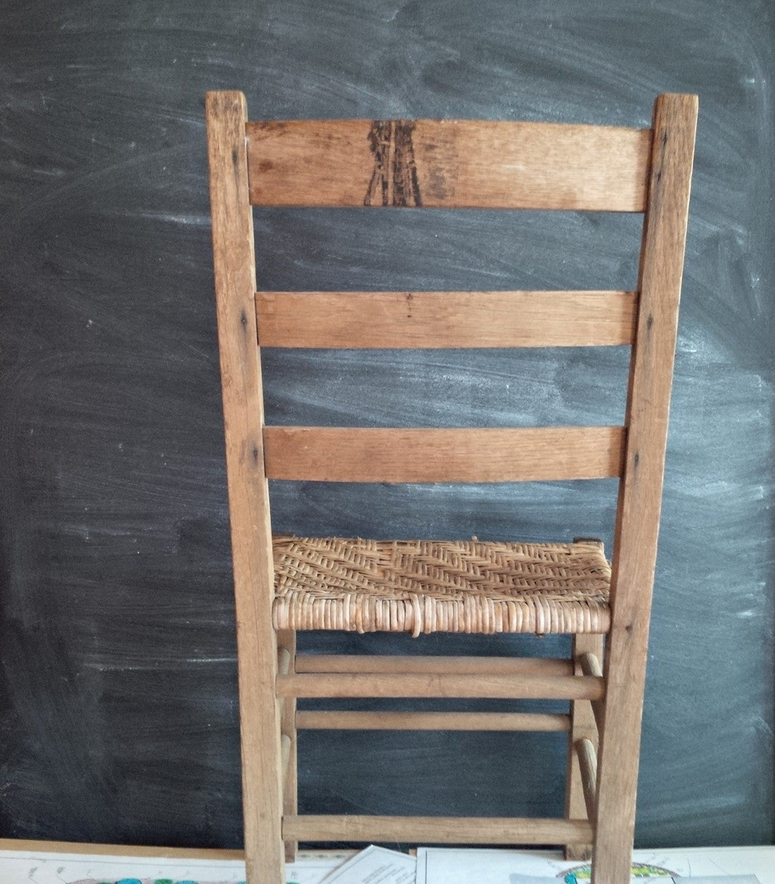 Antique Split Oak Chairs - Set of Two - Primitive Farmhouse, Weathered Wood