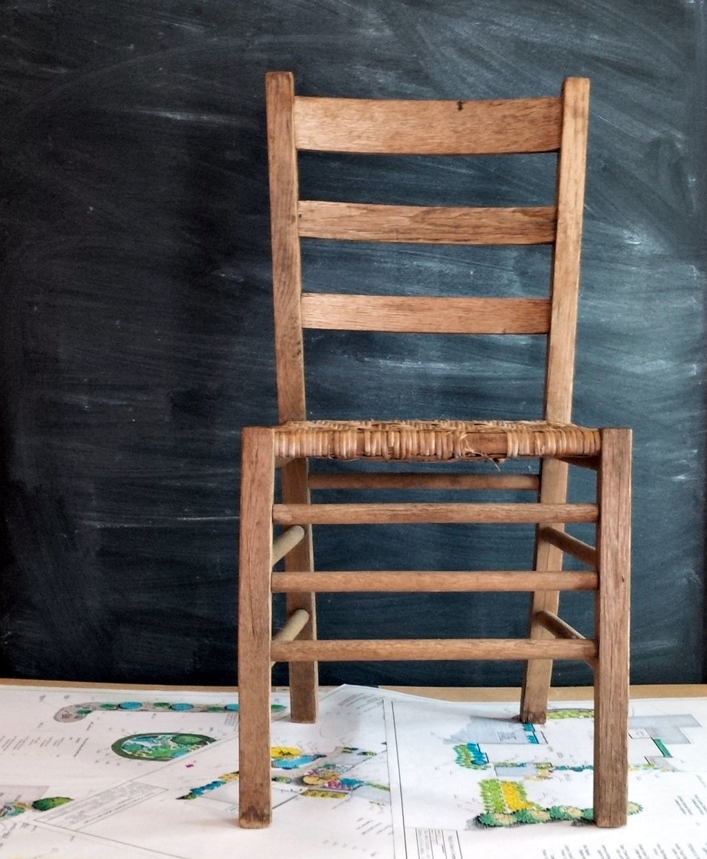 Antique Split Oak Chairs - Set of Two - Primitive Farmhouse, Weathered Wood