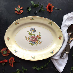 Vintage Yellow and White Floral Platter  -  Colorful Country Cottage Decor